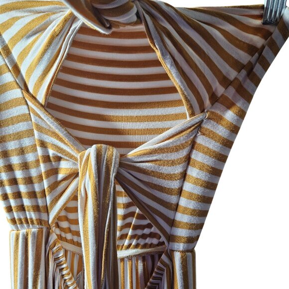 American Eagle Yellow & White Striped Halter Jumpsuit S Soft Fabric - Picture 7 of 9